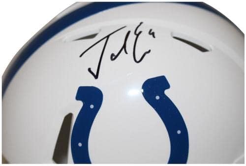Jacob Eason autografou Indianapolis Colts Speed ​​Mini Helmet Fan 36079 - Mini capacetes da NFL autografados