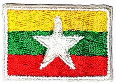 Kleenplus 0,6x1,1 polegada. Mini country nacional de mianmar bandeira bordada apliques de ferro em costura em manchas de forma quadrada manchas de bandeira de jeans de camiseta de jaqueta diy