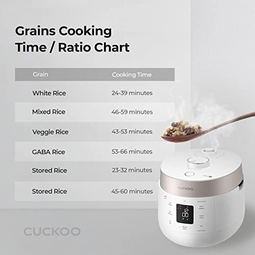 Cuckoo CRP-ST1009F 10 xícara de fogão de arroz de pressão dupla e quente 12 Opções de menu: vapor alto/sem pressão