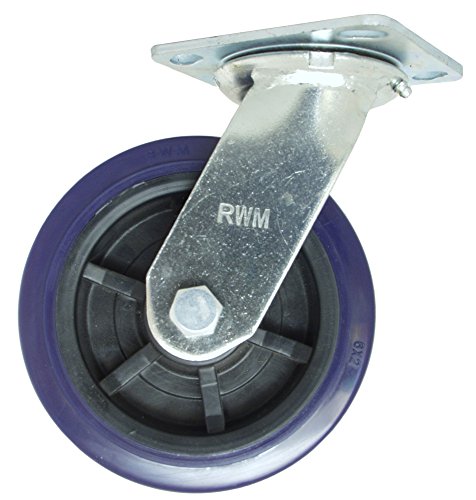 RWM Casters 45 Série Caster, giro, uretano na roda de polipropileno, rolamento de rolos, capacidade de 1000 libras, diâmetro