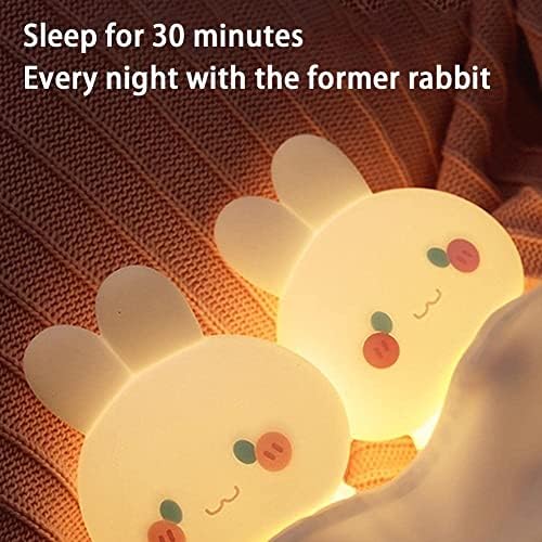 Waitlover Silicone Rabbit LED Night Light Sensor de luz colorida Lâmpada recarregável Bunny Baby Lamp Kids Sleeping Presente
