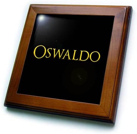 3drose Oswaldo popular nome de menino nos EUA. Amarelo em charme preto - azulejos emoldurados