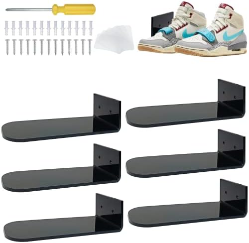 A & H Zier 6 Pack Shoe Display Plataforma flutuante de sapato para tênis exibir sapatos montados na parede prateleira