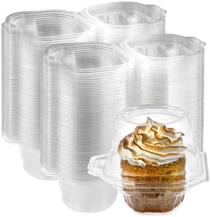 Caixas de cupcakes claras recipientes individuais de cupcake | Suporte de cupcake empilhável com tampa | Contêineres