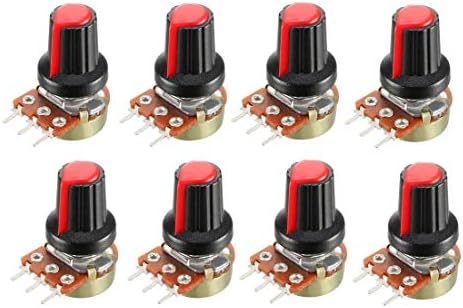 UXCELL 8PCS 50k ohm resistores variáveis ​​Turn Rotária Filme de carbono Rotentiômetro Decipador com botões