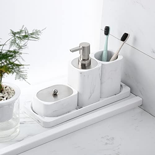 Banheiro do banheiro copo de mármore, porta -maquiagem de creme dental, suporte para lápis, feito de resina