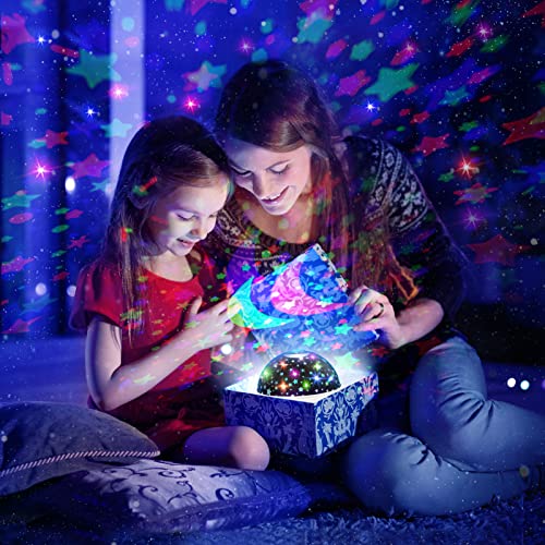 Brinquedos para meninos de 2 a 12 anos de idade Lua estrela do projetor Night Light com 8 cores Luzes mudam para 3-10 Idade Presentes de aniversário de aniversário Estrelas de Natal Projetor Nightlight para crianças quarto