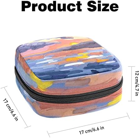 Bolsa de armazenamento de guardanapo sanitário, bolsa menstrual da bolsa portátil Bolsas de armazenamento portáteis Bolsa de menstruação feminina para meninas adolescentes mulheres mulheres, pintura a óleo Ocean Sunset Landscape Art Abstract Art