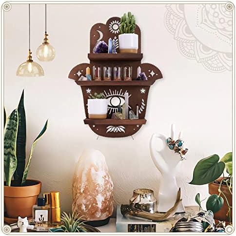 Lifevean Hamsa Decoração de parede Crystal Display Plataforma para decoração de parede de olho maligna, suporte de cristal para exibição de pedras, decoração de quarto de cristal para decoração de parede zen presente para bruxa