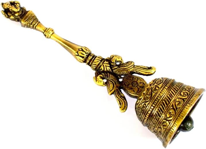 Wigano Brass Handcraft 8 polegadas Big Ganesha puja Hand Bell Ghanti para Poojan, Aarti ou Propósito Espiritual