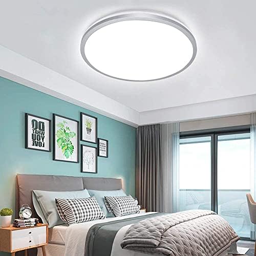 DePuley 35W Modern Dimmable LED Flush Mount Teto Light Frettle com luzes redondas remotas de 15 polegadas, perto de luzes de