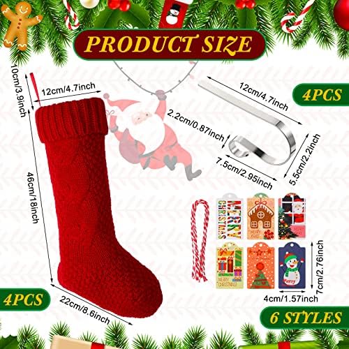 Pacote de 14 meias de Natal personalizadas Decorações de 18 polegadas malha de natal