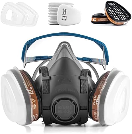 Máscara de respirador de meio rosto Buddy Buddy | Proteção de respiração profissional reutilizável contra poeira, soldagem, vapores