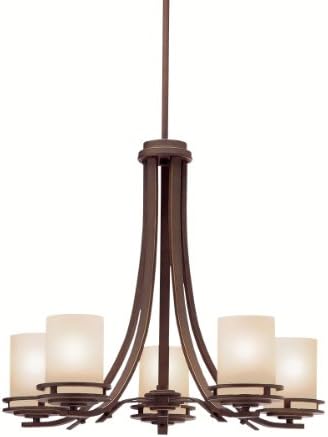 Kichler Hendrik 21,5 5 lustre leve com vidro de vidro gravado de umber leve Bronze®