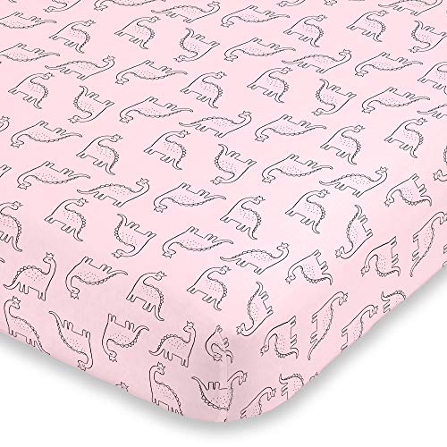 Carter's Dinosaur Princess Pink Super Soft Crib Sheet, 52x28 polegadas