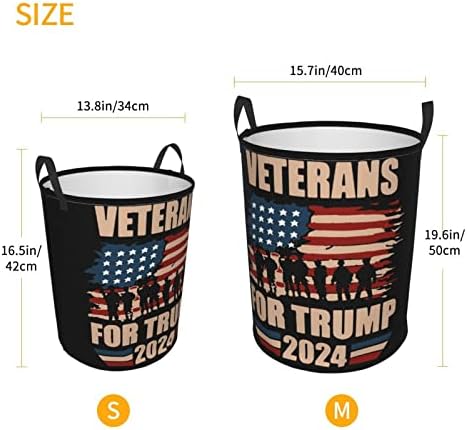 Veteranos para Trump 2024 Lavanderia cesto cesto circular cesto de lavanderia para quarto cesto de banheiro