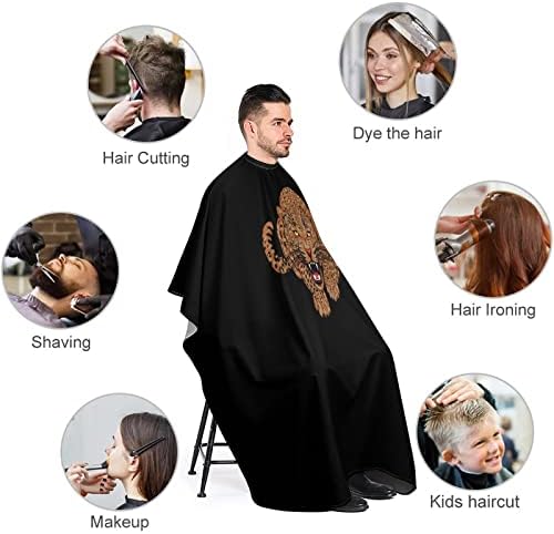 Capa de corte de cabelo à prova d'água com barbeiro de leopardo com capa de cabeceira de encerramento ajustável para