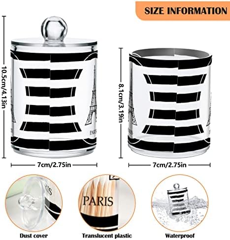 INNEWGOGO EIFFEL Torre Stripe 2 Pacote de algodão Dispensador Organizador Distanter Plástico Clear Gães com tampas Distribuidor