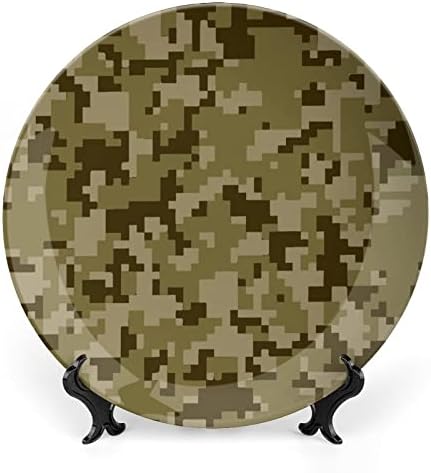 Camuflagem Placas decorativas militares redondo pratos de cerâmica com exibição para decoração de casamento em casa