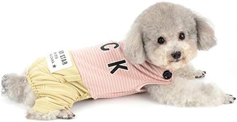 Roupas de camisa listrada de animais de estimação Selmai para cães pequenos de cães menino de verão tee colete calças casuais