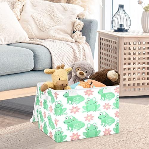 Krafig Cute Funnic Animal Frogue Caixa de armazenamento dobrável Cobertores de organizador de cubos grandes cestas de
