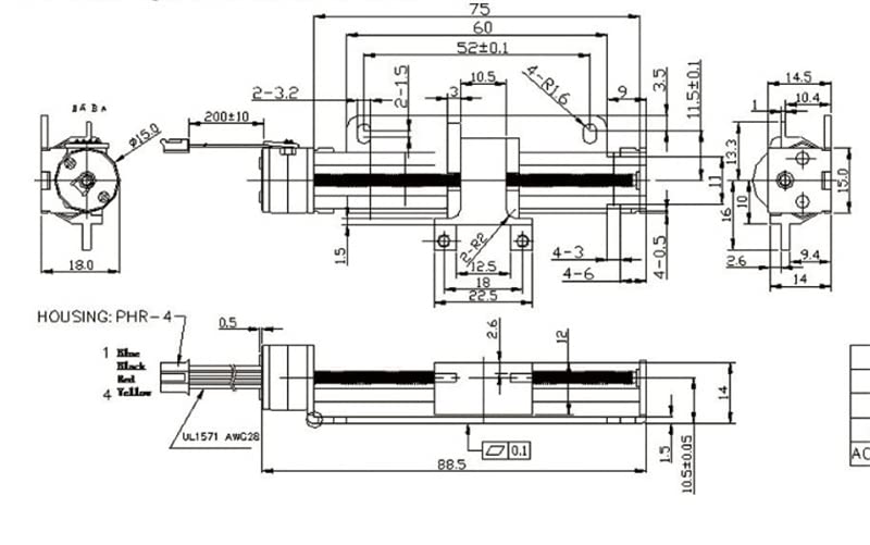 Motor de Stepper Davitu-4V-9V 15mm Micro 2 fases de 4 fios Motor de passo para deslizamento de 4 fios