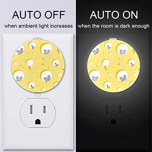 2 Pacote de plug-in Nightlight LED Night Light Catoon Mouse & Cheese com sensor de entardecer para o amanhecer para o