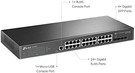 TP-Link TL-SG3428 | 24 Port Gigabit Switch, 4 slots de SFP | OMADA SDN Integrado | L2+ Smart Managed | IPv6 | Roteamento estático | L2/L3/L4 QoS, IGMP & LAG | Proteção limitada ao longo da vida