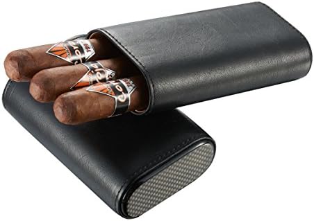 Visol Burgos Black Leather Cigar Chare - segura 3 charutos