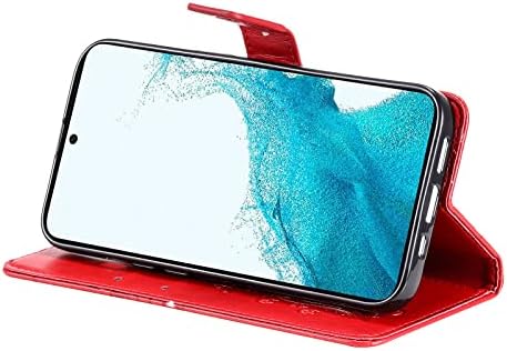 Isadenser Compatível com a capa Samsung Galaxy A54 5G Couro com carteira de crédito Flip Folio Book Caso Caso à prova de choque para homens para homens para Galaxy A54 5G - Red Butterfly KT