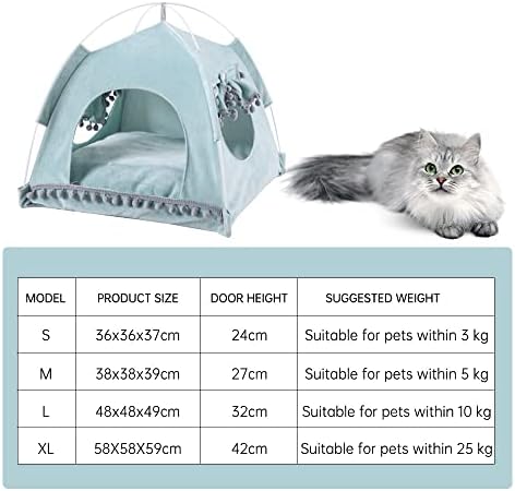 Friendlysss Pet Ten House Cats Bed Teepee portátil com almofada espessa e macia disponível para excursão de cachorrinho para cachorros