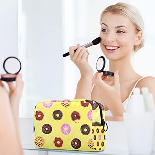 Bolsa de maquiagem tbouobt bolsa de bolsa cosmética bolsa bolsa com zíper, donut de cartoon de sobremesa doce