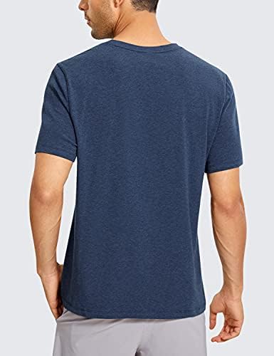Crz Yoga Men's V pescoço Pima algodão curta T-shirts atléticos camisetas de umidade Wicking Quick Dry Workout Tees de camisetas