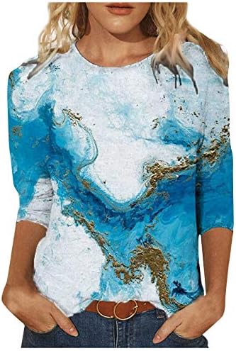 Tops de verão feminino Plus Tamanho do cotovelo 3/4 Camisas de manga Sortos estéticos Túnica de túnica de túnica