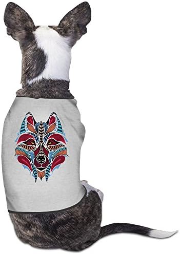 Pet Cat Head Wolf Africano Indian Totem Soft Summer Summer Cittle Security Camisa de manga curta para cães Grande cinza