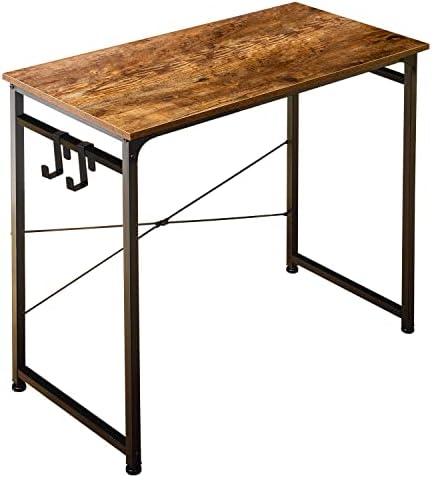 Teamix Small Desk de 32 polegadas, escrita para casa, mesa de trabalho mini mesa de laptop com ganchos prateleira de cozinha da impressora 3D…