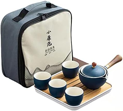 Conjunto de chá de viagem portátil, conjunto de chá de kungfu artesanal, bule de porcelana, xícara de chá, bandeja de chá de bambu