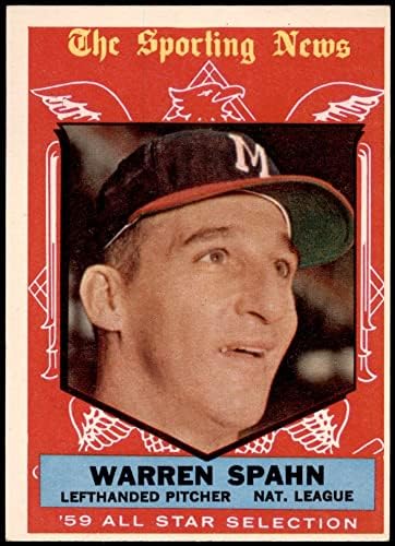 1959 Topps # 571 All -Star Warren Spahn Milwaukee Braves Dean's Cards 5 - Ex Braves