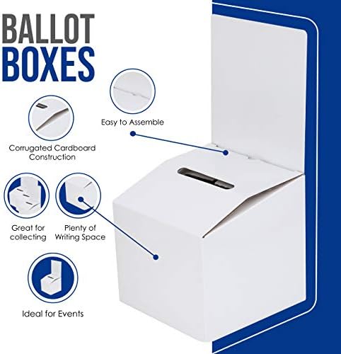Urben voadoras para sugestões doações abrangem caixas de papelão brilhantes brancas com cabeçalho removível em tamanho médio 6x6x6 polegadas com slot para ingressos e mais