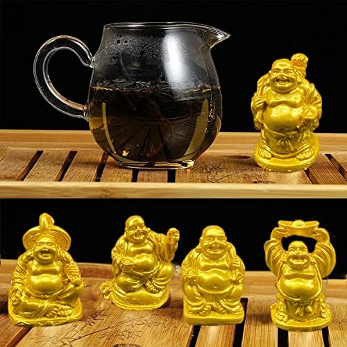 HOMG Jinfun Golden Resin rindo estátua Buda estátua colecionável presentes feng shui figuras de 6 peças Conjunto