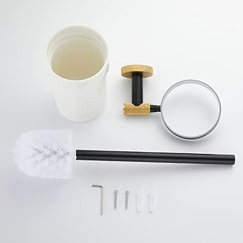 Escova e suporte do vaso sanitário, escova de vaso sanitário de latão montada na parede com xícaras de cerâmica para o