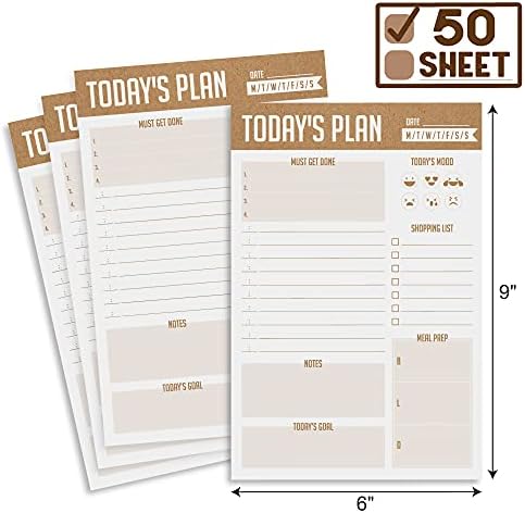 Sodaxx 6 x 9 polegadas diariamente planejador de bloco - 50 folhas de rasgo sem data - para fazer o bloco de notas, calendário, organizador, agendador, acessórios escolares, para fazer planejador