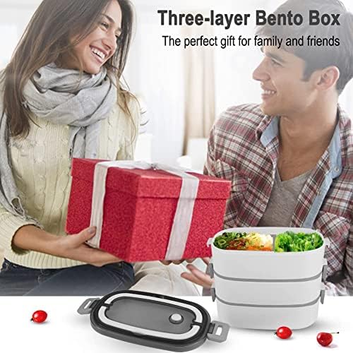 Nathatraw Large Lunch Box Bento para adultos, 3 camadas Bento lancheira recipientes com utensílios e divisores, Bento