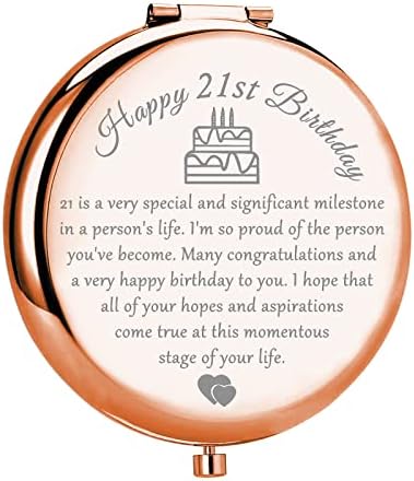 WSnang 21º presente de aniversário para meninas Travel Compact Mirror Gifts 21st Inspirational Birthday Presente para a filha