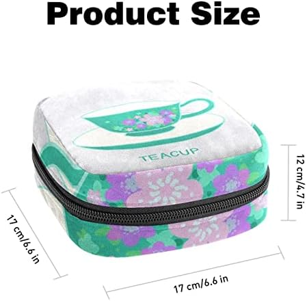 Bolsa de armazenamento de guardanapos sanitários de Oryuekan, bolsas de zíper menstrual reutilizável portátil, bolsa de armazenamento de tampões para mulheres meninas, xícara de chá verde de flores