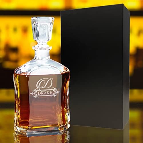 Decanter de uísque personalizado, decantador de licor gravado personalizado - 23 oz - Design Fancy