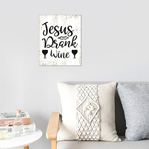Jesus bebeu o sinal de madeira, sinal da Bíblia, sinais de sinais religiosos de Jesus Religioso Jesus decorativo Decoração de arte de parede pendurada para a sala de estar no quarto de casa Presente de inauguração