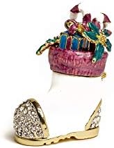 Keren Kopal decorou a caixa de bugigangas de sapatos de Natal com presentes de joalheria armazenamento de joias pintadas à