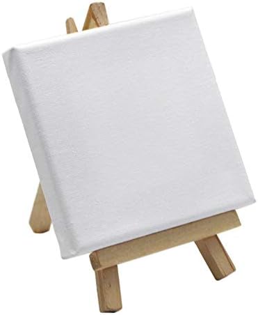 10 painéis de tela de mini lona 4 x 4, algodão branco mini pequenas pranchas de lona esticada para pintar artesanato desenho