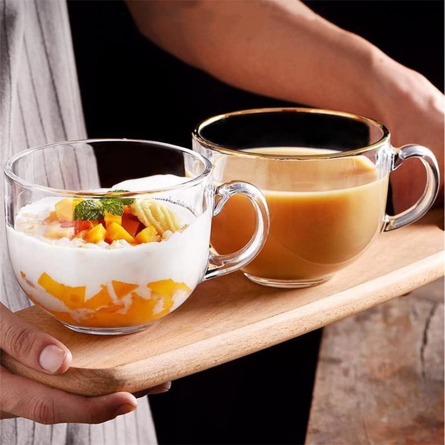 450 ml de café da manhã xícara de copo de chá de chá criativo de vidro criativo Drinks de sobremesa de café da manhã Copo de leite copos de vidro Handle Drinkware